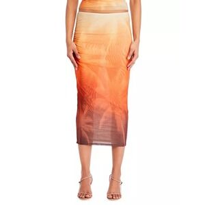 New! SER.O.YA NIA MESH MIDI Skirt in Sunset Palm sz Small $248